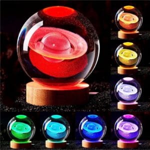 Color Changing LED 3D Crystal Ball – Saturn